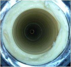 8 inch test pipe with 26mm wax layer (46% blocked)